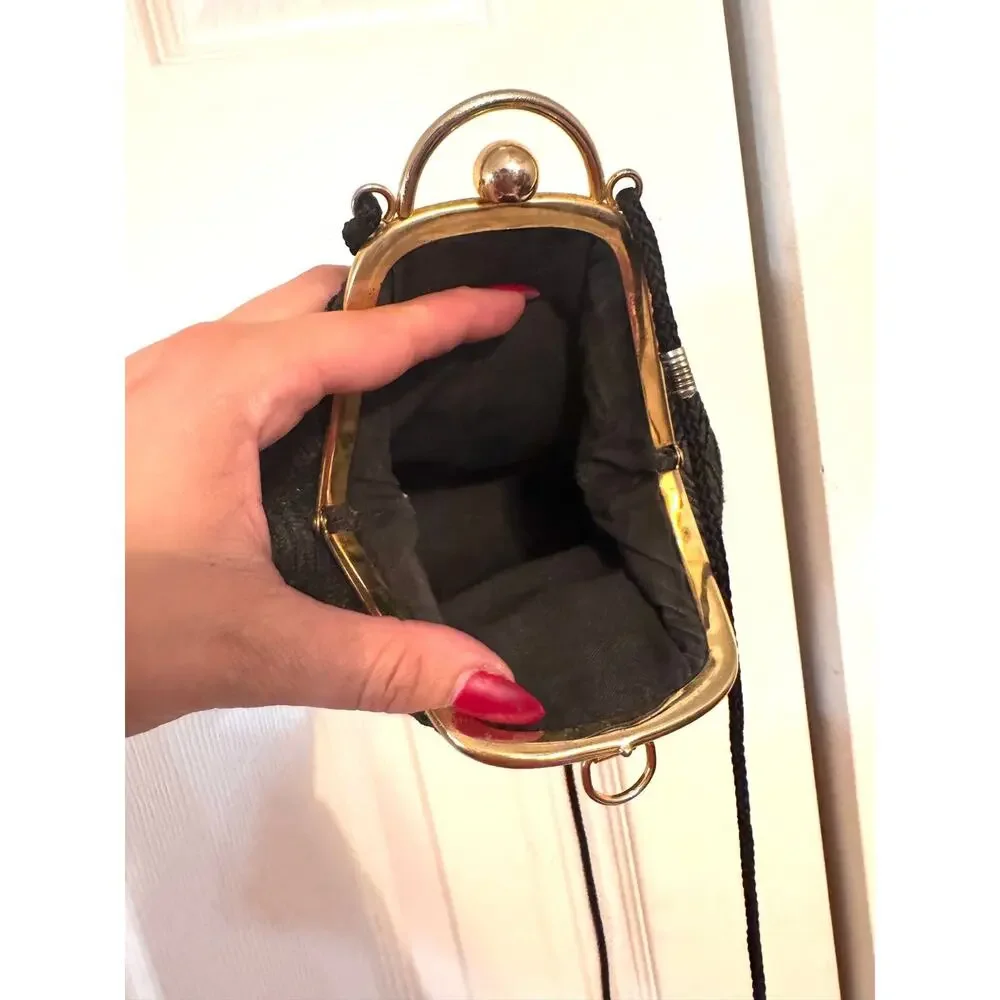 Vintage La Regale Black Wicker Purse